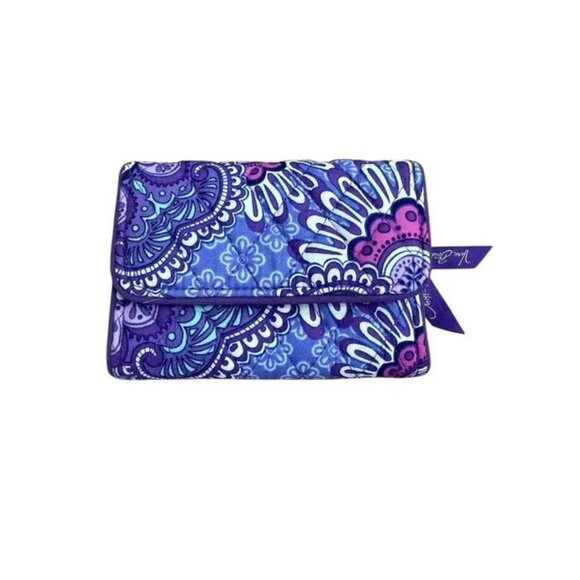 Vera Braldey Trifold Wallet Pocket Coin Case Lilac Tapestry Purple Flap Zipper - Picture 1 of 15